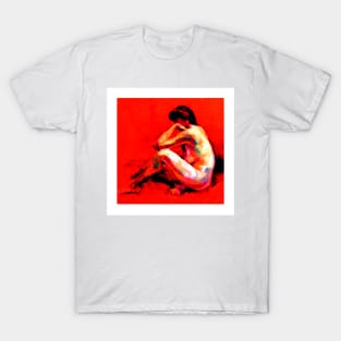 Nude on Red T-Shirt